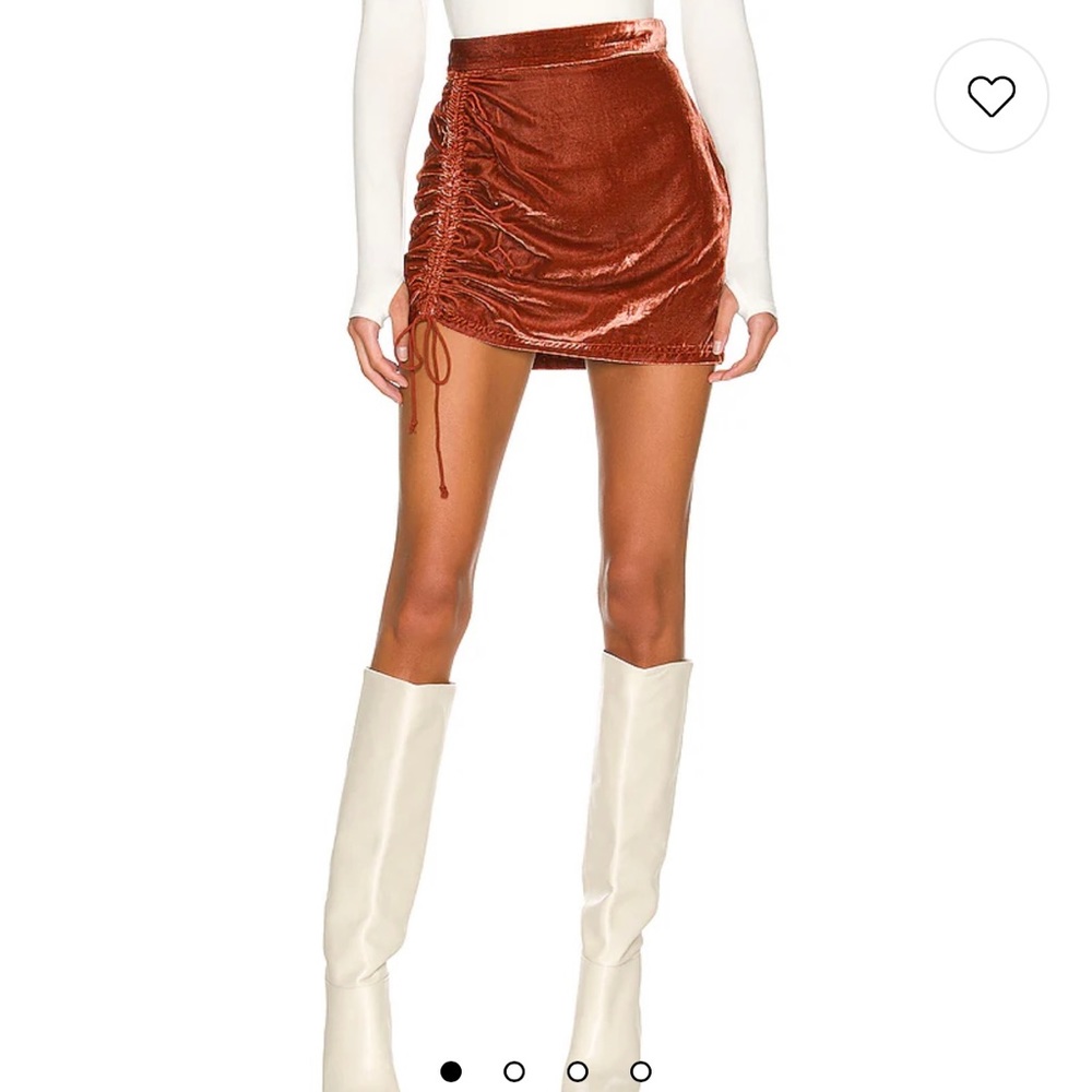 NWOT Free People Vivienne Velvet Dijon Ruched Mini Skirt Size 0 XS